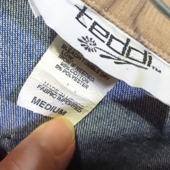 🛶Vintage Teddi Denim Jean Jacket Corduroy Trim Embroidered Canoe Camping Theme - Picture 10 of 12